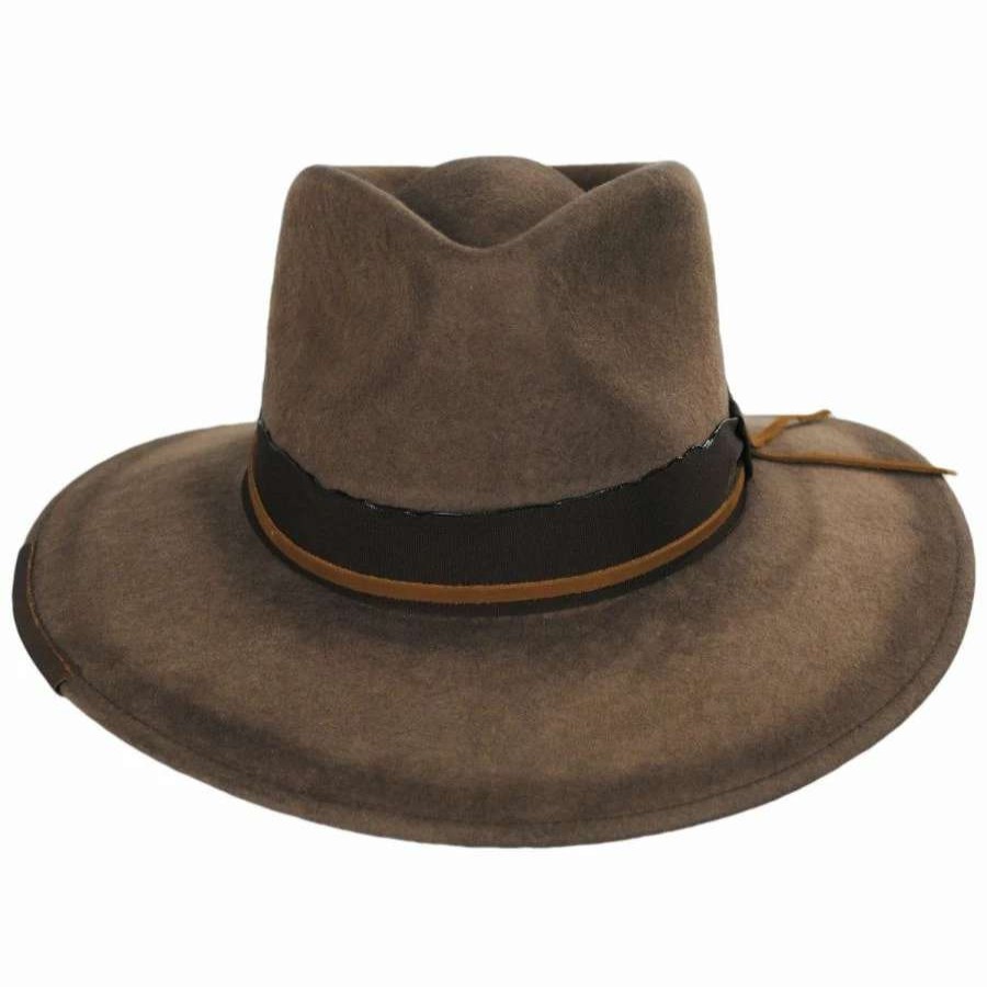 Cowboy & Western Hats * | Saggy Distressed Wool Felt Outback Hat