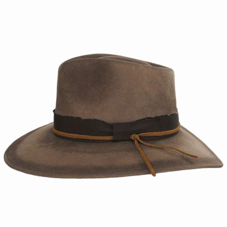 Cowboy & Western Hats * | Saggy Distressed Wool Felt Outback Hat