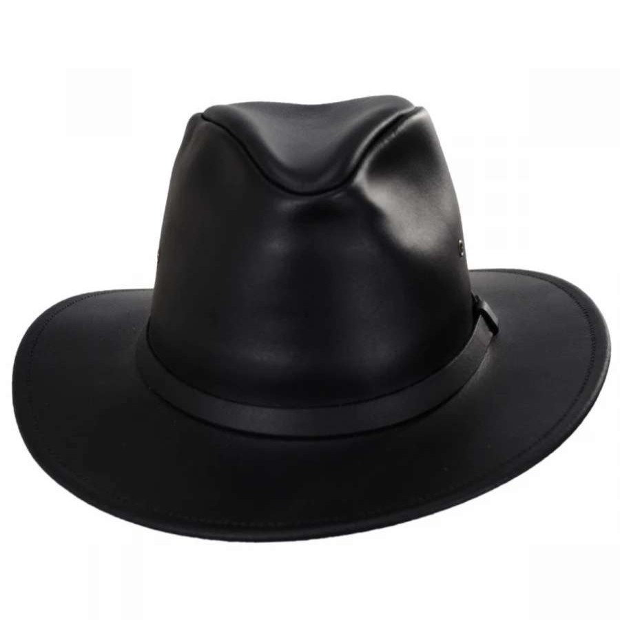 Fedoras * | Leather Safari Fedora Hat