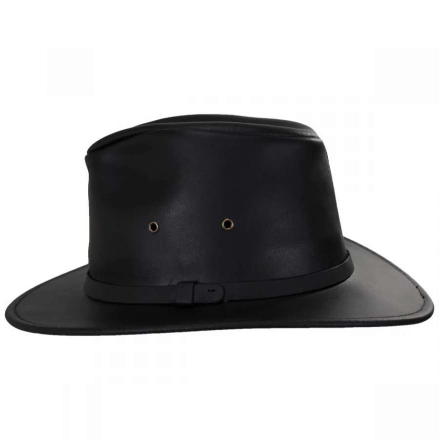 Fedoras * | Leather Safari Fedora Hat