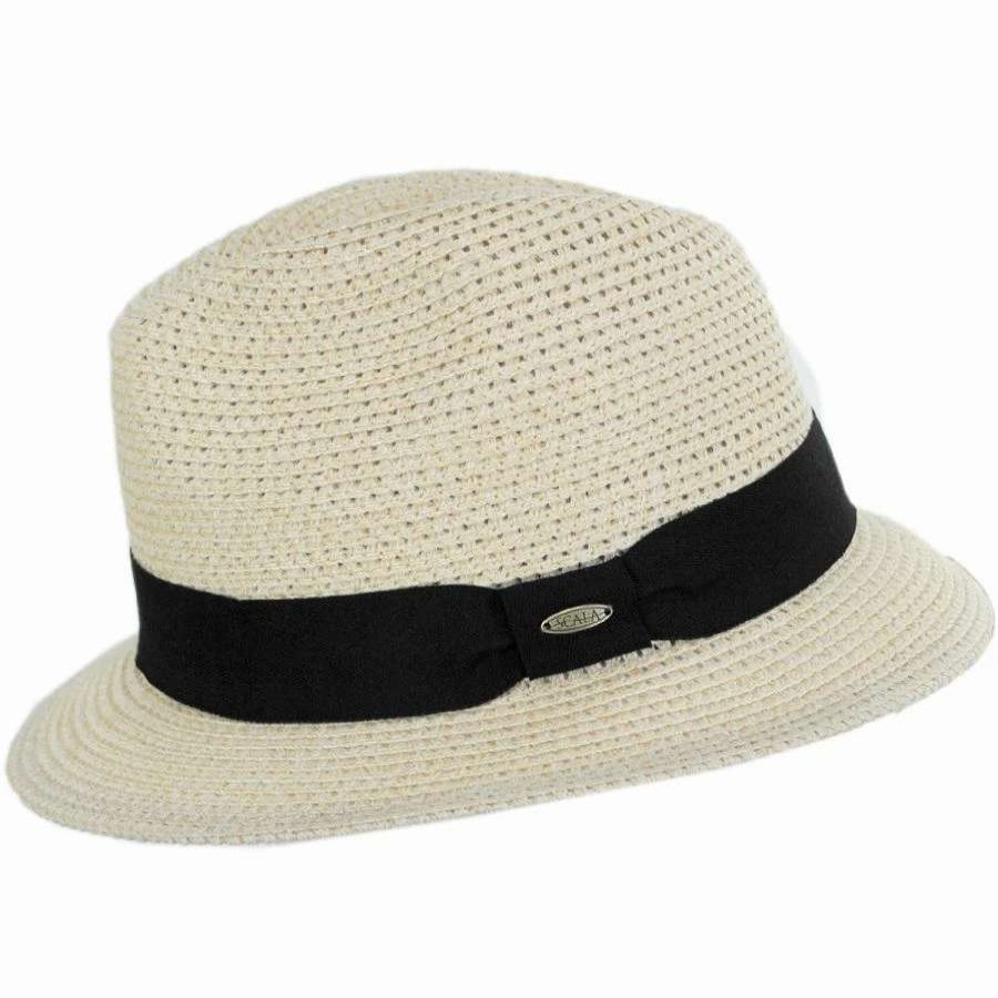 Fedoras * | Scala Summerville Polybraid Fedora Hat