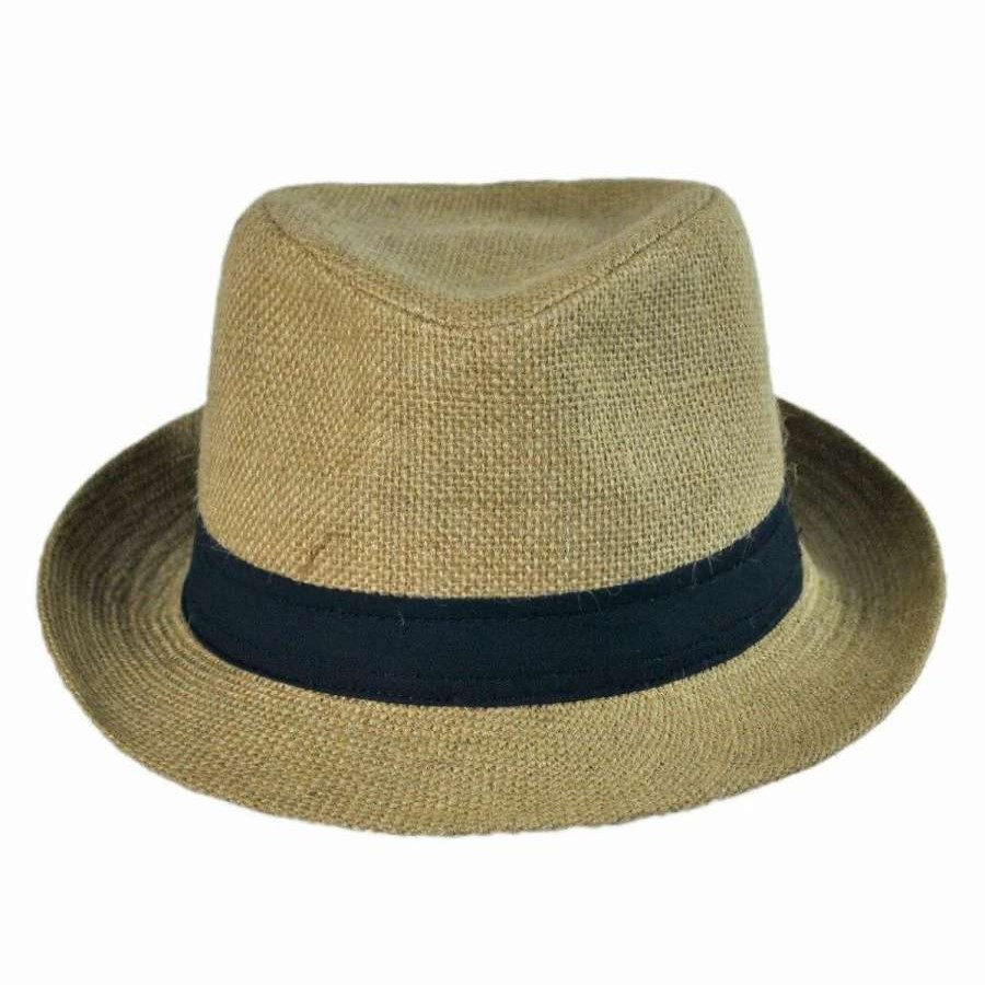 Fedoras * | Jute Fabric C-Crown Trilby Fedora Hat