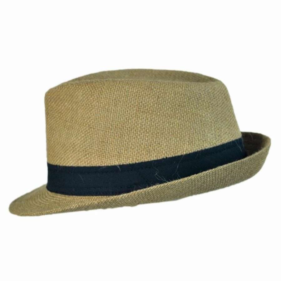 Fedoras * | Jute Fabric C-Crown Trilby Fedora Hat