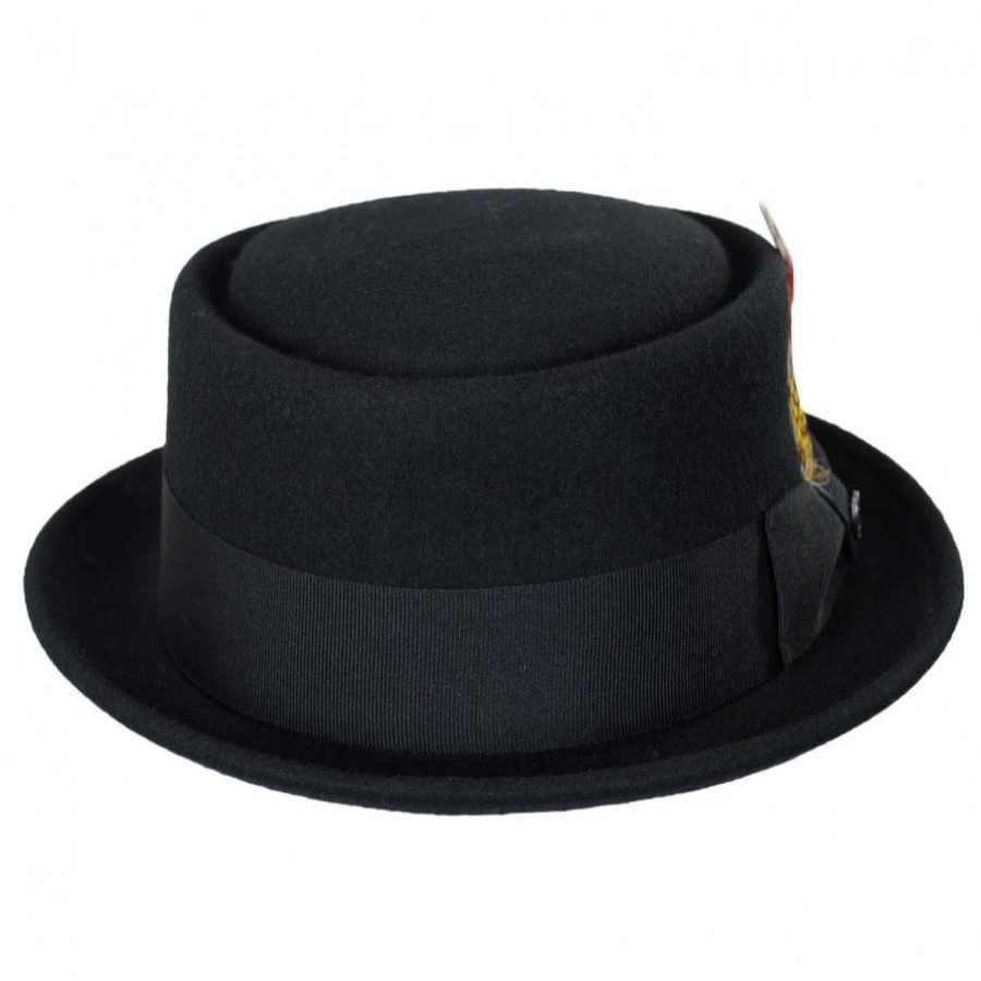 Fedoras * | Crushable Wool Felt Pork Pie Hat Black