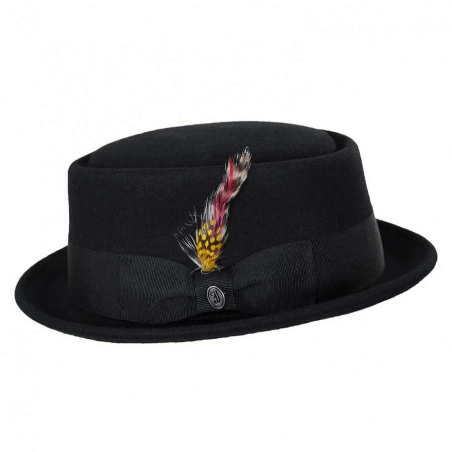 Fedoras * | Crushable Wool Felt Pork Pie Hat Black