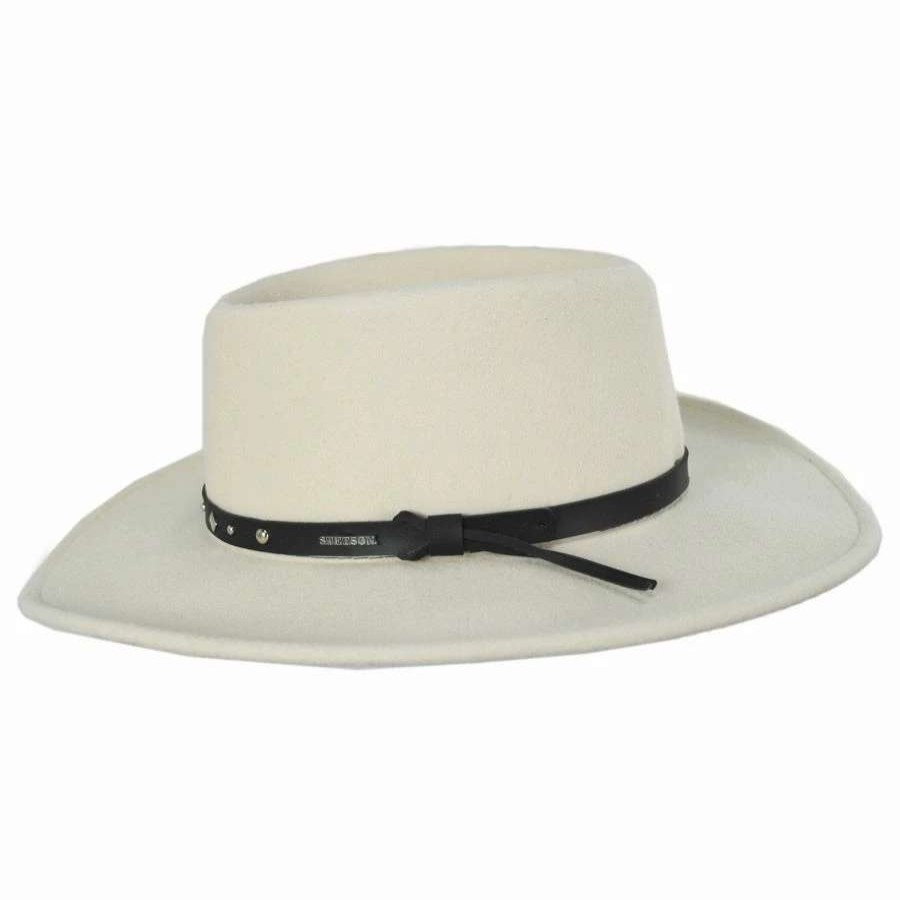 Cowboy & Western Hats * | Stetson Black Hawk Crushable Wool Felt Gambler Cowboy Hat Silverbelly