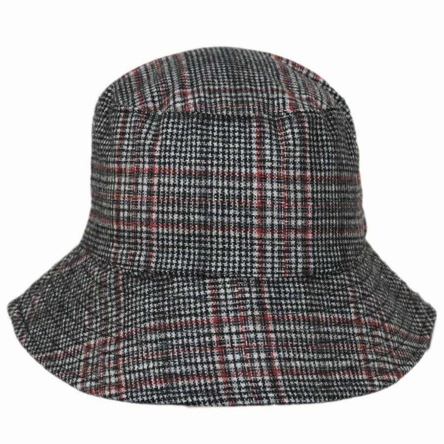 Men'S Hats * | Scala Morelia Plaid Wool Blend Bucket Hat