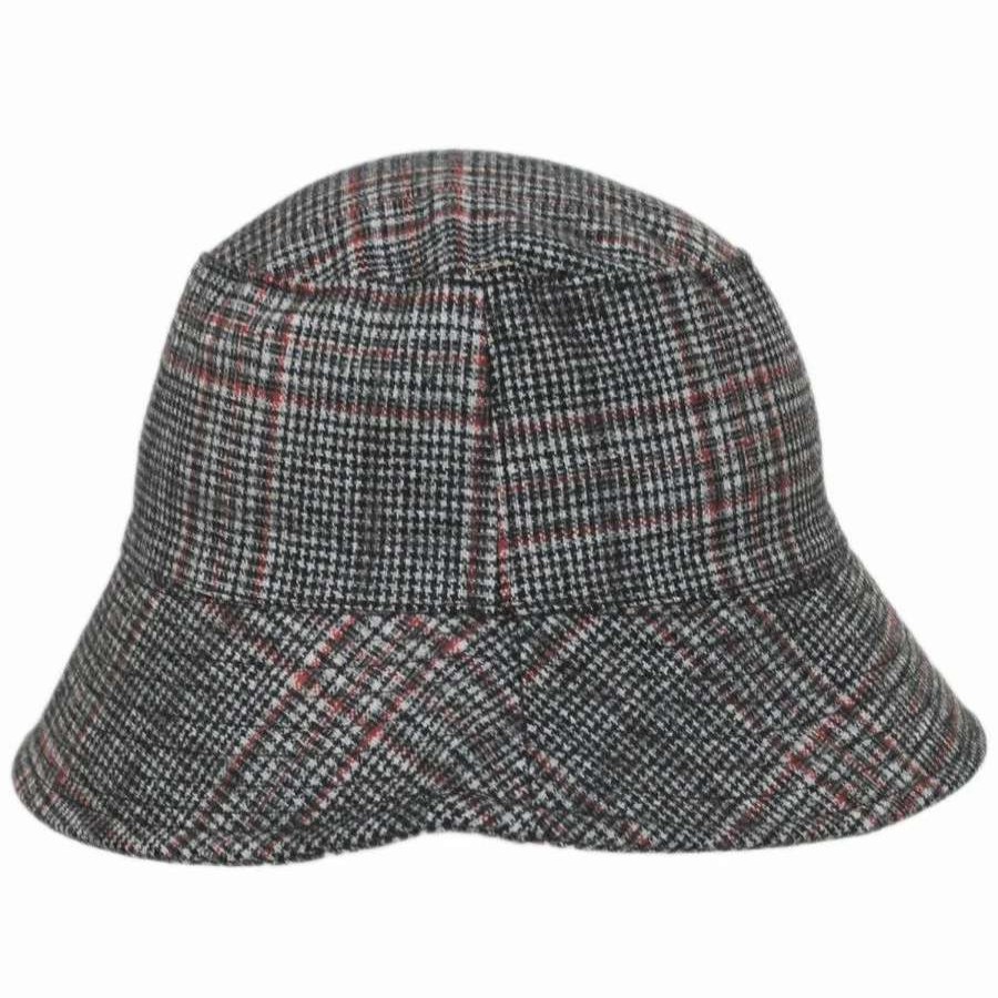 Men'S Hats * | Scala Morelia Plaid Wool Blend Bucket Hat