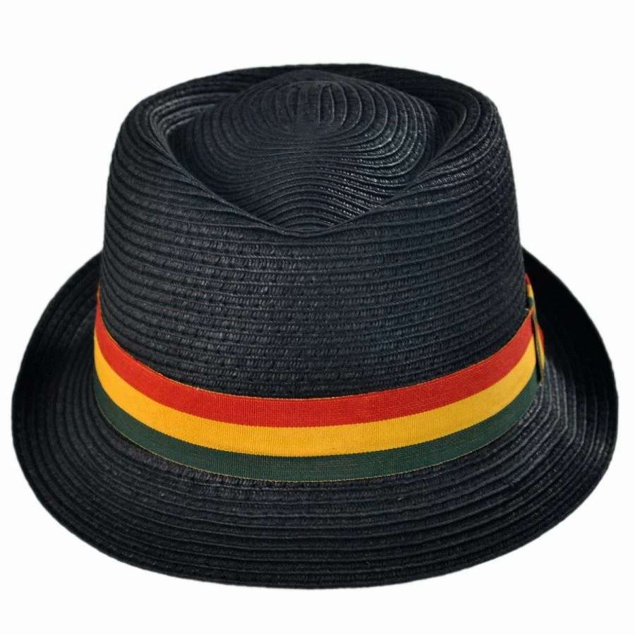 Fedoras * | Rasta Toyo Straw Diamond Crown Fedora Hat