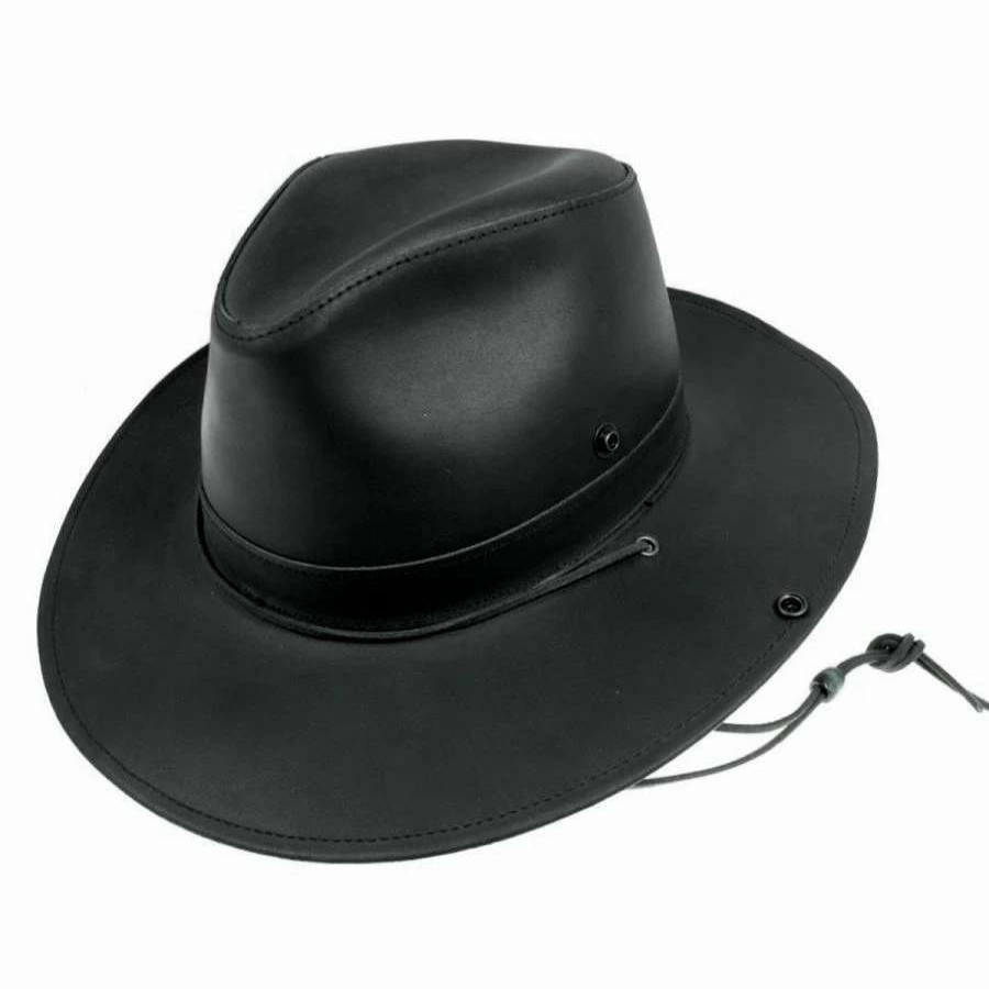 Fedoras * | Leather Aussie Fedora Hat