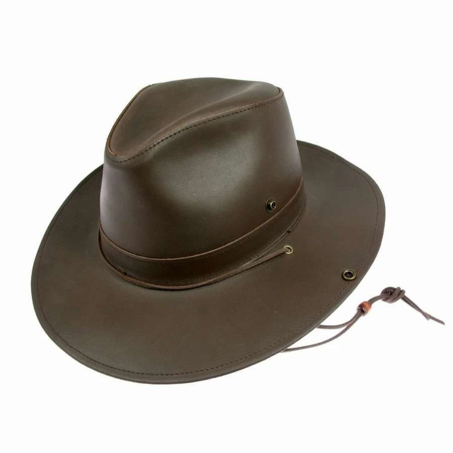 Fedoras * | Leather Aussie Fedora Hat