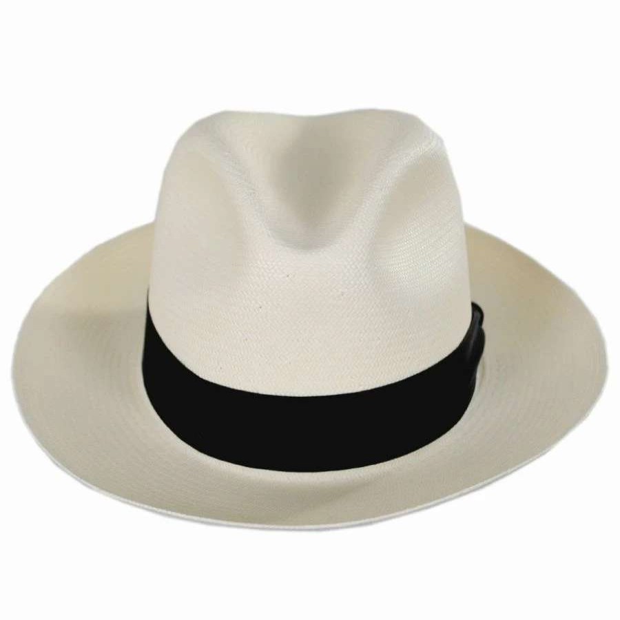 Fedoras * | Center Pinch Shantung Straw Fedora Hat