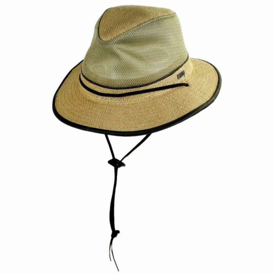 Fedoras * | Mesh Crown Hemp Fabric Safari Fedora Hat