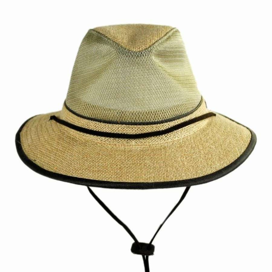 Fedoras * | Mesh Crown Hemp Fabric Safari Fedora Hat