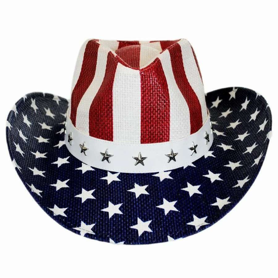 Cowboy & Western Hats * | Usa Flag Toyo Straw Western Hat