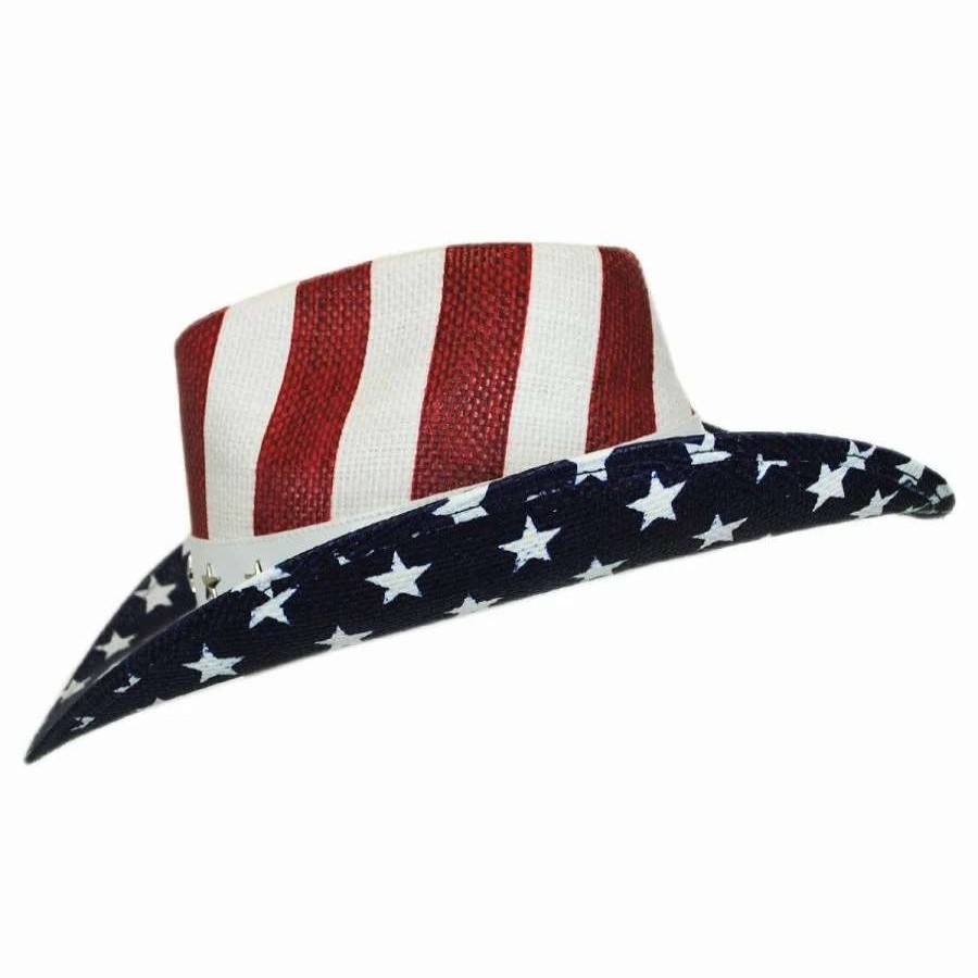 Cowboy & Western Hats * | Usa Flag Toyo Straw Western Hat