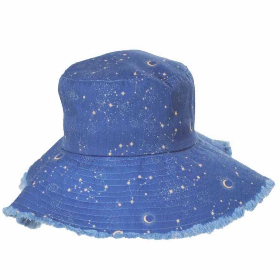 Bucket Hats * | Star Tracker Frayed Cotton Bucket Hat