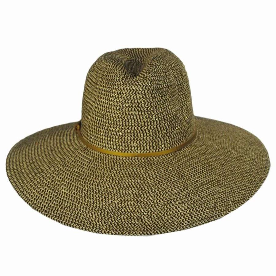 Fedoras * | Harper Braided Toyo Straw Fedora Hat Gold